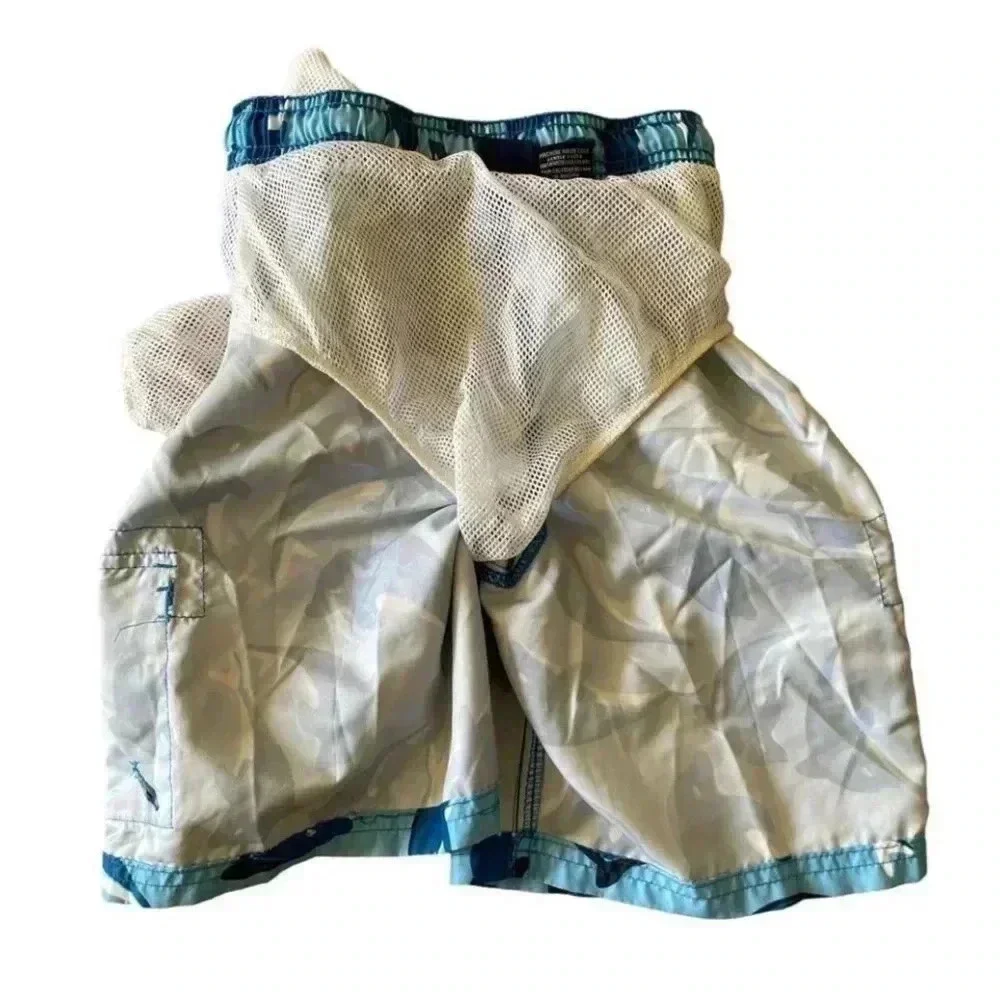 Okanu Surf Dolphine Blue White Boys Swimming Board Short Pants SZ L (7)